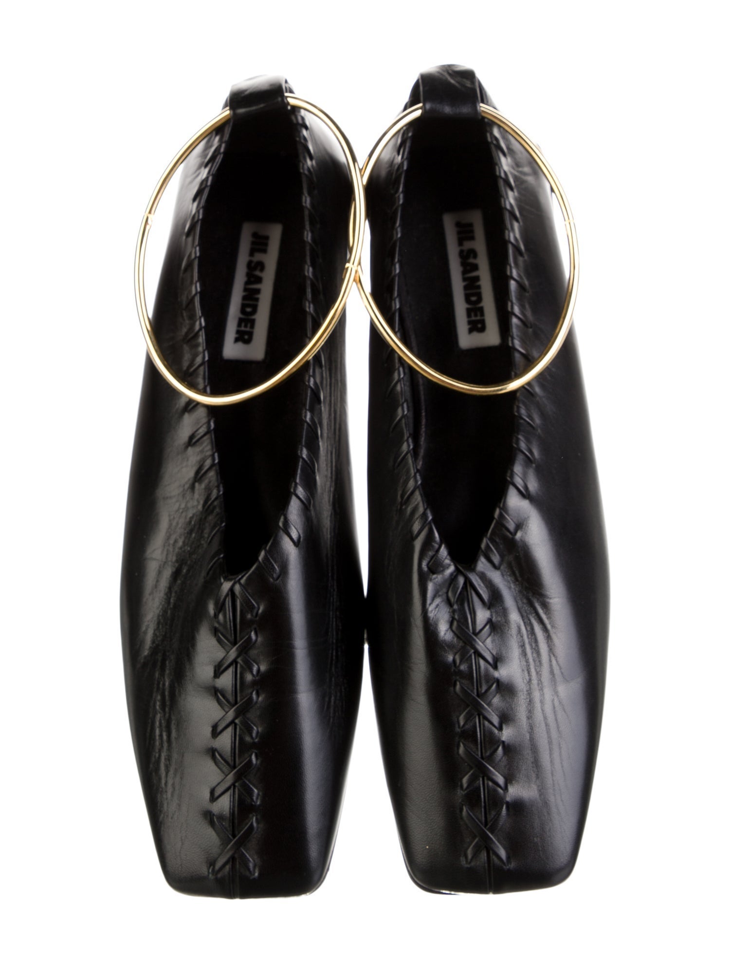 Jil Sander Leather Whipstitch Trim Ballet Flats